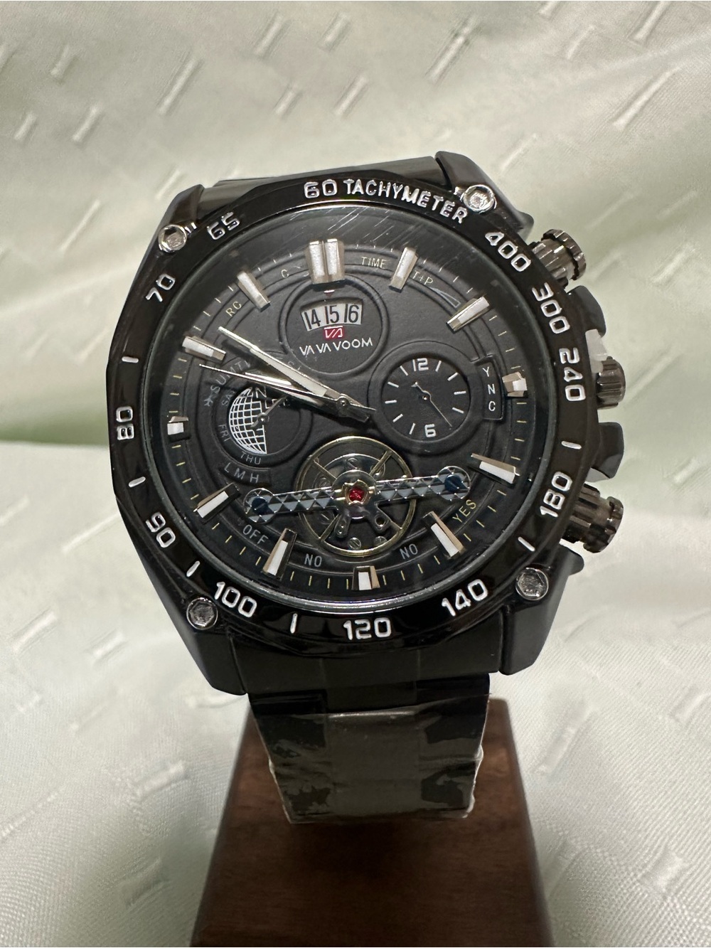 VA VA VOOM Model 2421
Black Stainless Steel Chronograph Watch - Picture 2 of 5